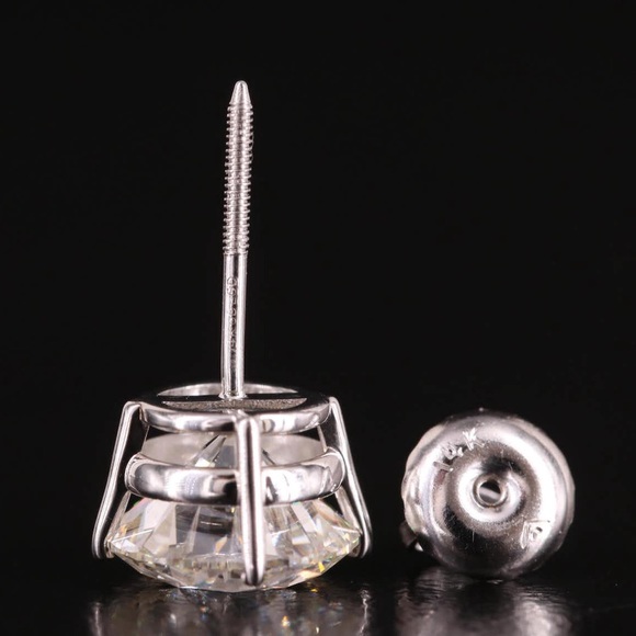 14.0 KT WHITE GOLD 3.48 CTW LAB GROWN DIAMOND EARRINGS - Picture 6 of 6